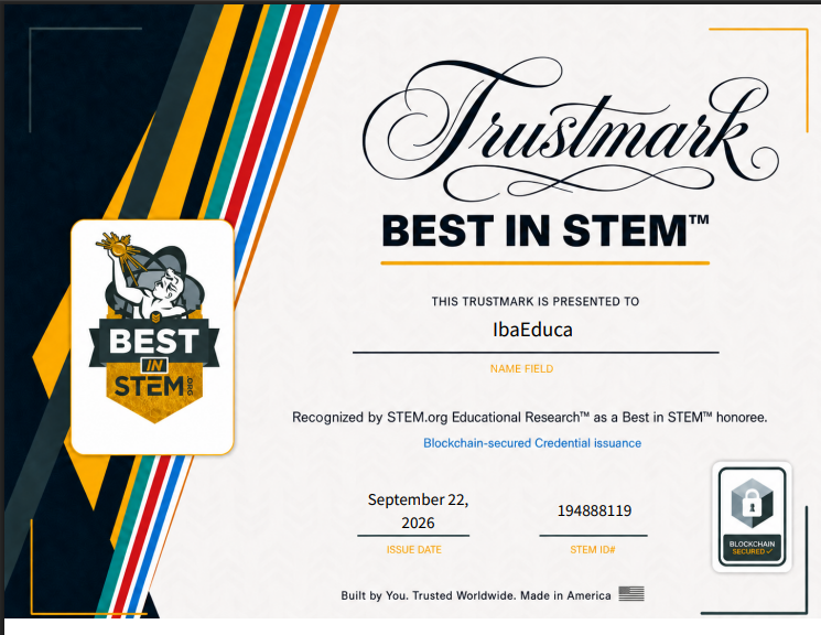 Certificado oficial Best in STEM™ de IbaEduca