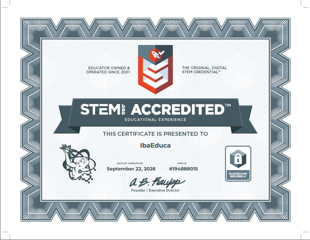 Certificado oficial STEM.org Accredited™ de IbaEduca